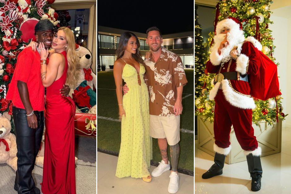 Vinicius, Messi y hasta Erling Haaland, en modo Santa Claus, se hicieron virales en las redes sociales por las fiestas navide&ntilde;as. (Fotos: Redes)