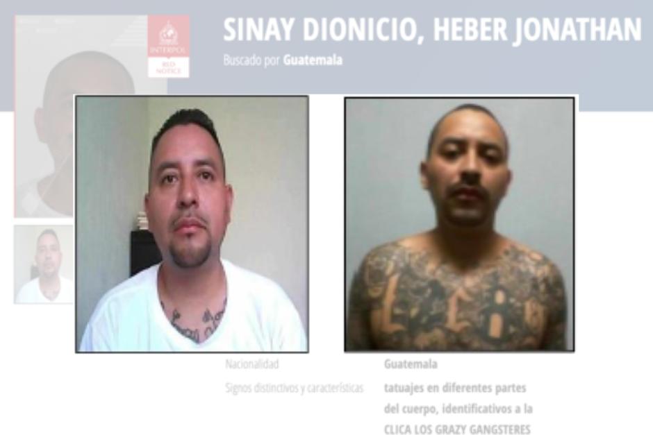 Ever Jonathan Sinay Dionicio, alias "Cartoon" y líder de la clica Los Crazy Gangsters fue recapturado. (Foto: Interpol)