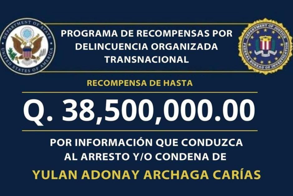 Parte del afiche publicado por la Embajada de EE.UU. en Guatemala con información de la recompensa. (Foto: redes sociales)