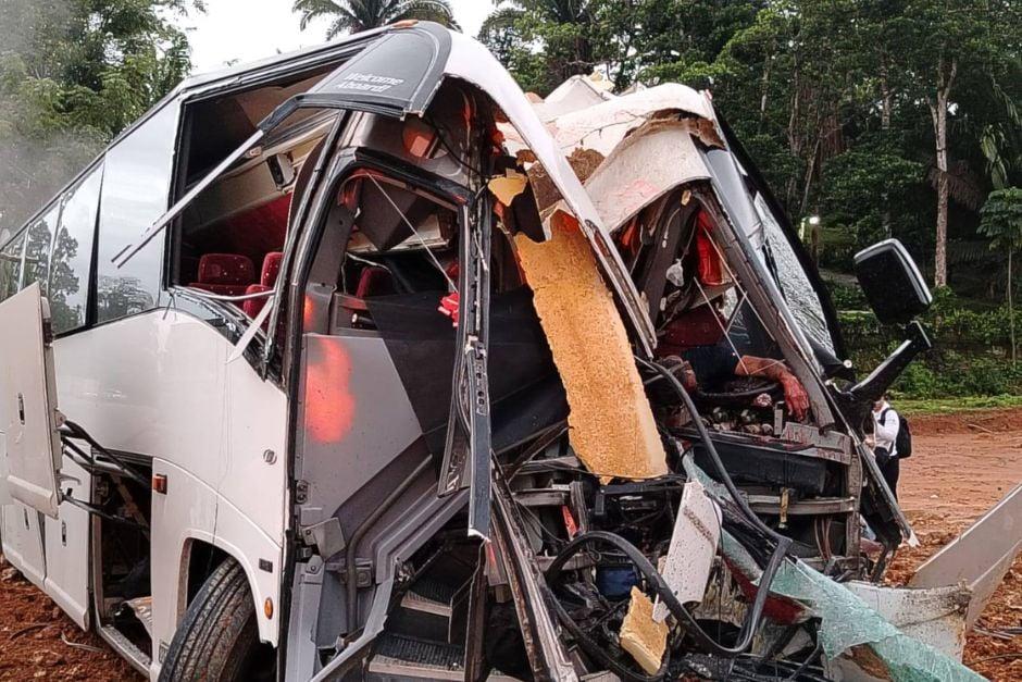 Bus se conducía hacia un destino turístico en&nbsp;Puerto Barrios, Izabal. (Foto: redes sociales)