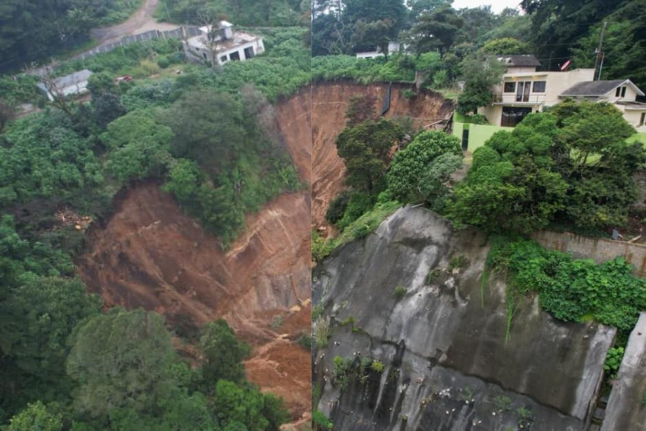 Tres viviendas resultaron afectadas por el derrumbe, una de ellas habitada con orden de evacuación. (Foto: Wilder López/Soy502)