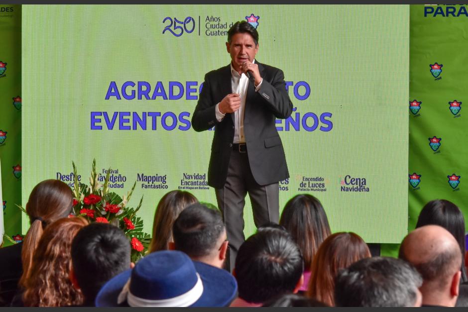 El alcalde durante su participaci&oacute;n en el agradecimiento a las marcas participantes. (Foto: Estuardo Paredes)