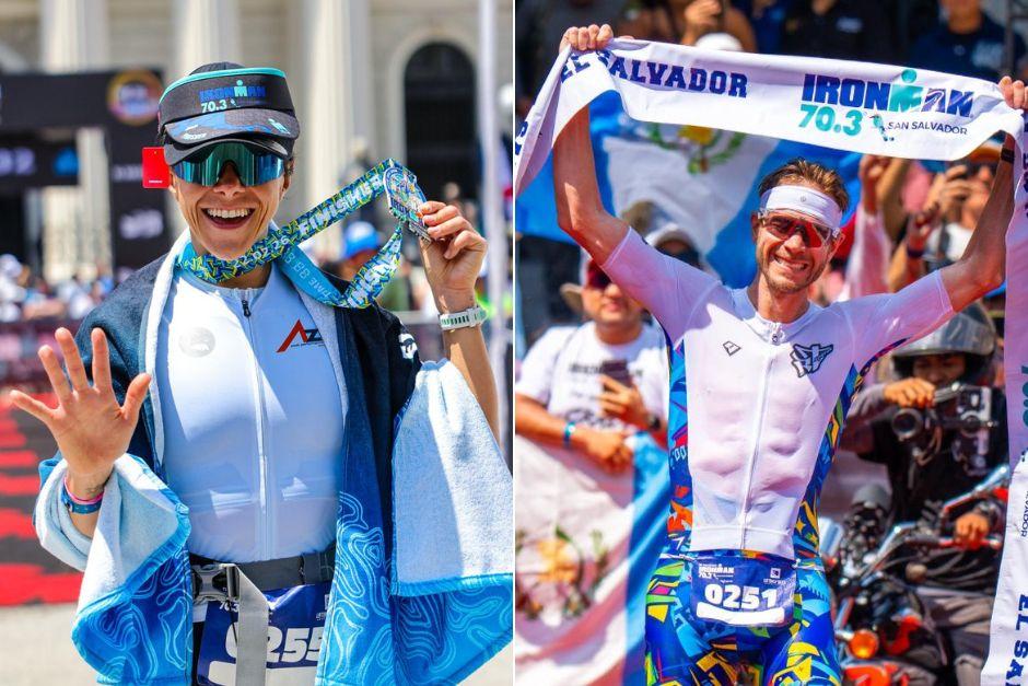Ana Garc&iacute;a y Ra&uacute;l Tejada pusieron en alto el nombre de Guatemala al conquistar su categor&iacute;a en el Ironman de El Salvador. (Foto: Redes)