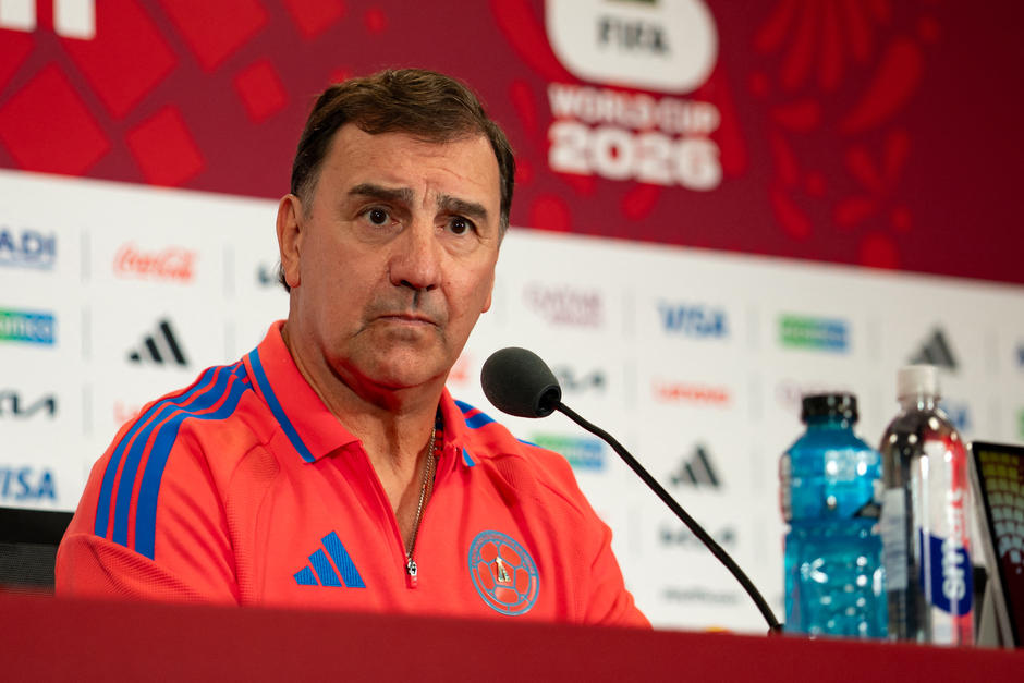El estratega de la selecci&oacute;n cafetera en la rueda de prensa de este lunes. (Foto: AFP)