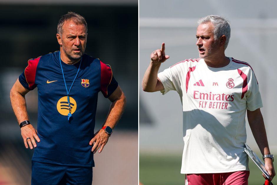 Hansi Flick y Jos&eacute; Mourinho empezaron la pretemporada con sus equipos para pensar en el inicio de LaLiga. (Fotos: FCB y Real Madrid)