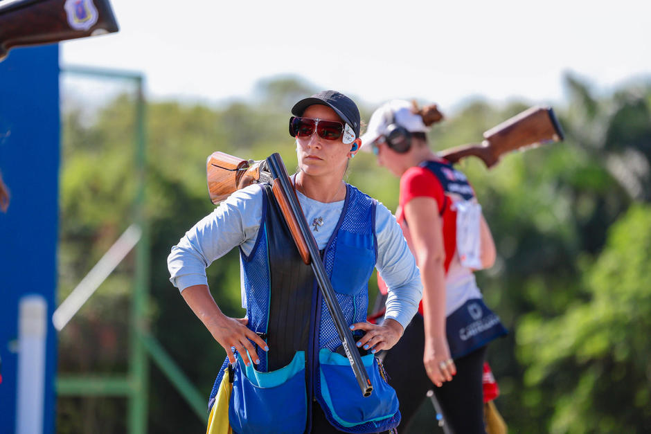 Adriana Ruano se qued&oacute; fuera del podio en la prueba individual de foso femenino en Santo Domingo 2026. (Foto: COG)