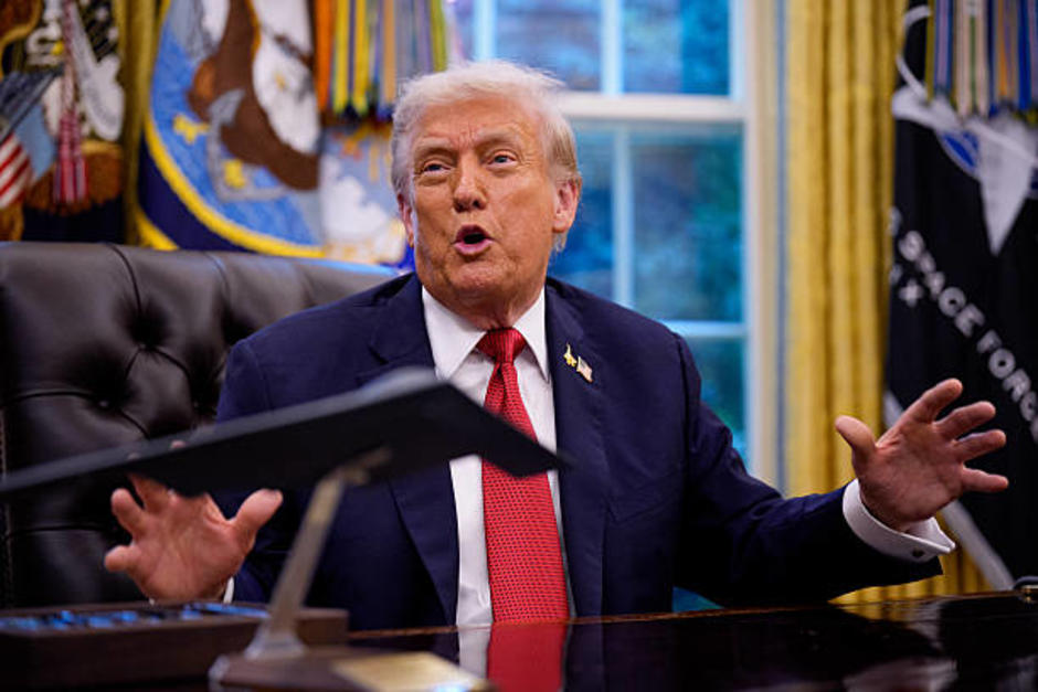 Donald Trump brind&oacute; declaraciones este mi&eacute;rcoles en el Despacho Oval. (Foto: Getty Images)