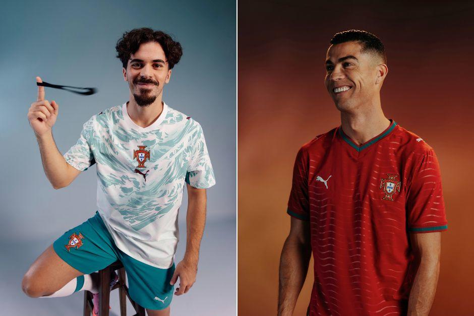 Cristiano Ronaldo y Vitinha fueron los encargados de lucir las nuevas camisetas de los lusos. (Foto: Portugal)