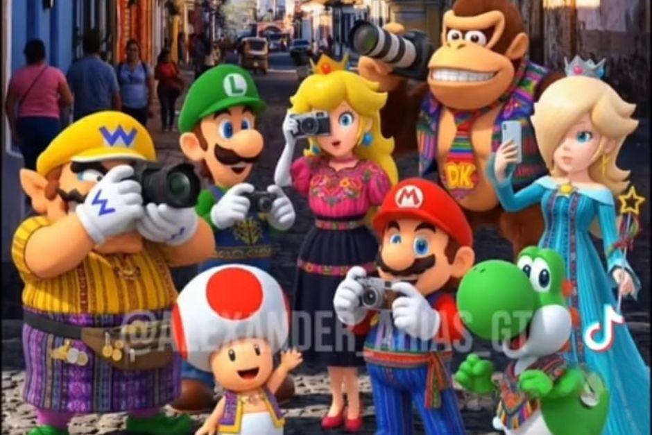 La animaci&oacute;n muestra a los personajes de "Super Mario" en distintos lugares tur&iacute;sticos de Guatemala. (Imagen: Captura de video de TikTok)