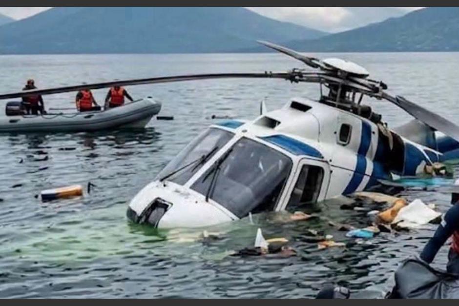 As&iacute; qued&oacute; el helic&oacute;ptero tras precipitarse al Lago de Atitl&aacute;n