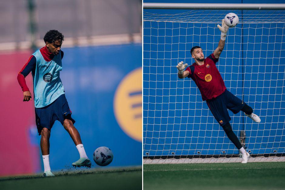 Lamine Yamal y Joan Garc&iacute;a estar&aacute;n disponibles ante el Getafe tras el par&oacute;n de selecciones. (Fotos: FCB)