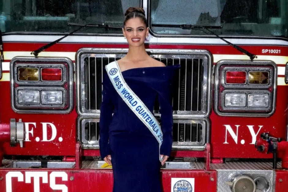 Miss Mundo Guatemala visit&oacute; el cuerpo de bomberos de Nueva York. (Foto: Miss World)