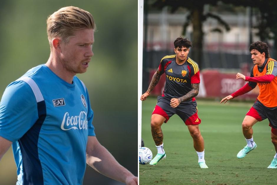 Kevin De Bruyne enfrentar&aacute; a la s&oacute;lida defensa de los romanos en el estadio Diego Armando Maradona. (Fotos: N&aacute;poli y Roma)