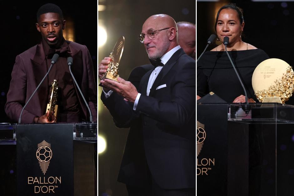 Dembel&eacute;, De la Fuente y Corral estuvieron en los focos de los asistentes en la gala del Bal&oacute;n de Oro. (Fotos: AFP)