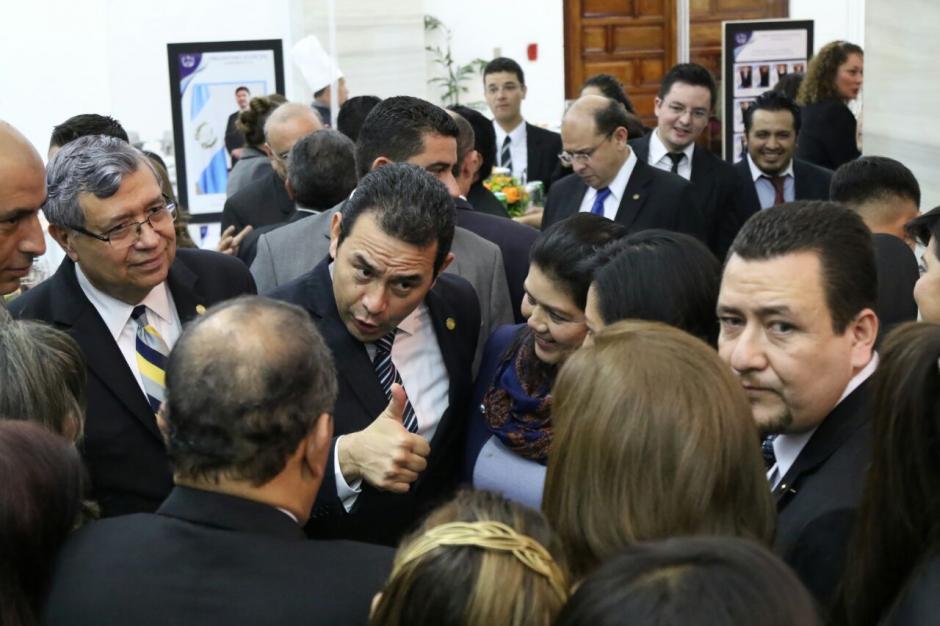 El presidente Jimmy Morales acept&oacute; ante invitados de la CSJ que tiene mala ejecuci&oacute;n del presupuesto en varias dependencias. (Foto: Alejandro Bal&aacute;n/Soy502) 
