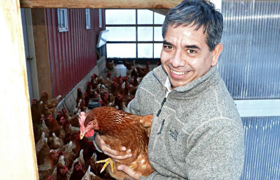 Reginaldo busca nuevas alternativas para la crianza de aves de corral. (Foto: Phillip Weyhe/Northfiled News)