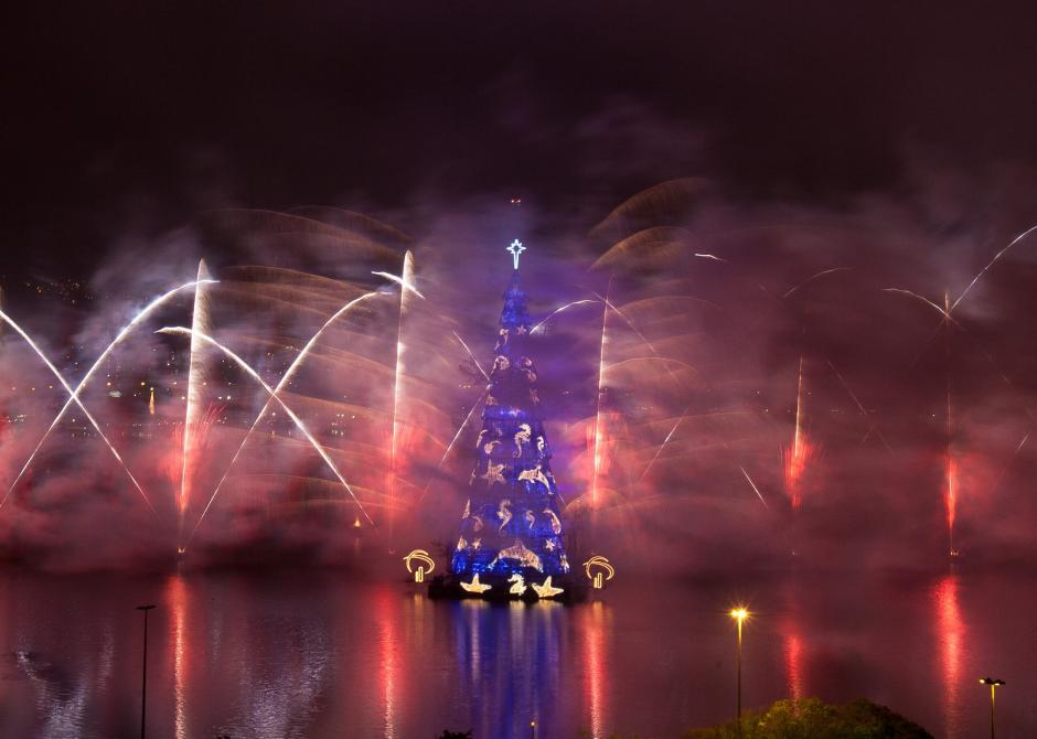 Este s&aacute;bado 30 de noviembre de 2013, en R&iacute;o de Janeiro, Brasil, se encendieron las luces del &aacute;rbol m&aacute;s grande del mundo. (Foto:&nbsp;Antonio Lacerda/EFE)