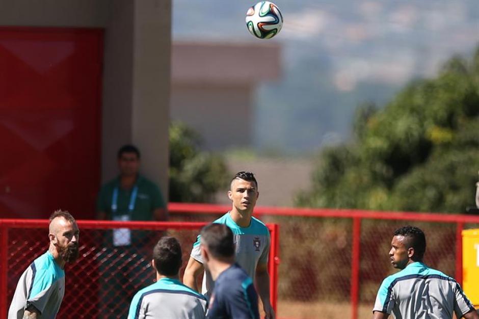 As&iacute; luc&iacute;a Cristiano Ronaldo en la pr&aacute;ctica, previo al juego contra Ghana. (Foto: EFE)
