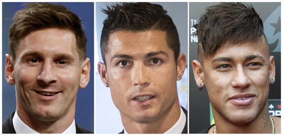 Los tres nominados al Bal&oacute;n de Oro de la FIFA: Cristiano Ronaldo, Messi y Neymar. (Foto: EFE)