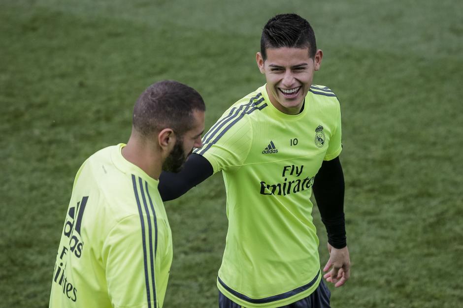 James Rodr&iacute;guez durante el entreno del pasado 13 de mayo, un d&iacute;a antes del encuentro contra el Deportivo. (Foto: EFE)