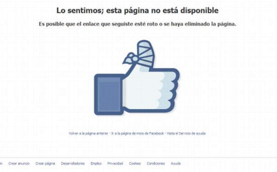 Uno de los mensajes que Facebook desplegaba, cuando se intentaba actualizar el estado. (Facebook)