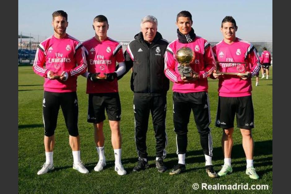 La plantilla del Real Madrid festej&oacute; el tercer Bal&oacute;n de Oro de CR7.