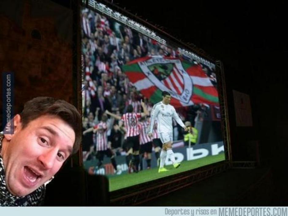 La burla de Messi hacia Ronaldo no podía faltar en la creatividad de los aficionados.&nbsp;(Foto: Twitter)