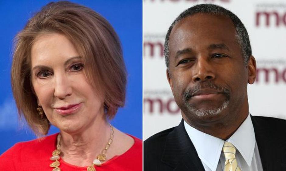 Carly Fiorina y Ben Carson los dos m&aacute;s recientes candidatos republicanos para la presidencia de Estados Unidos. &nbsp;(Foto: The Guardian)