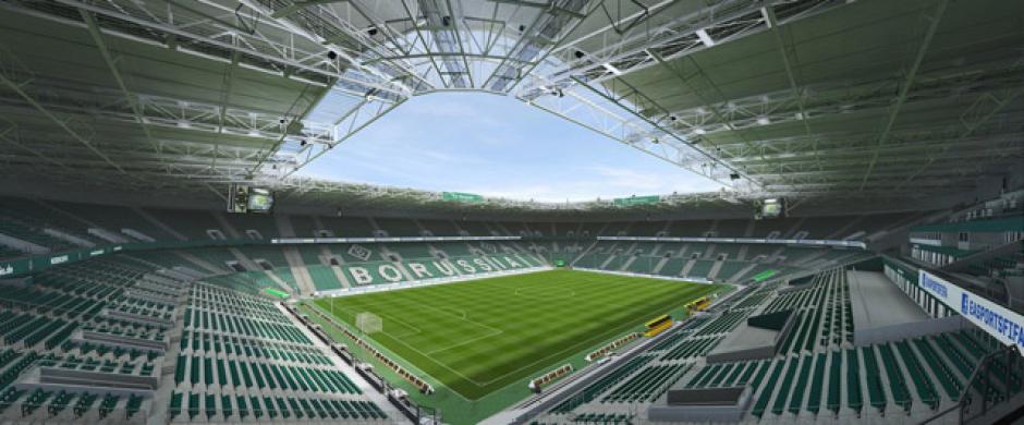 El estadio Borussia Park (Borussia M&ouml;nchengladbach, Bundesliga). (Imagen: Electronics Arts)