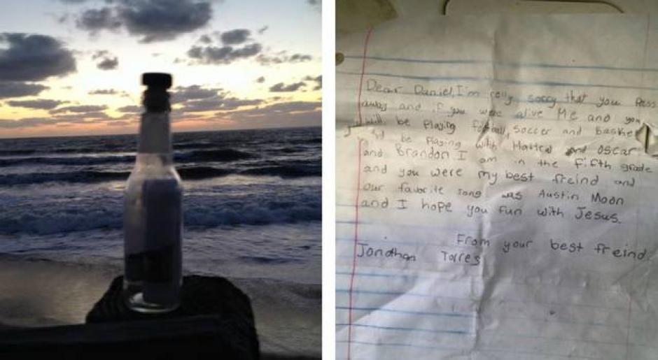 La carta fue colocada en una botella y encontrada en una playa de Estados Unidos.  (Foto: Steve Gershon/Facebook)
