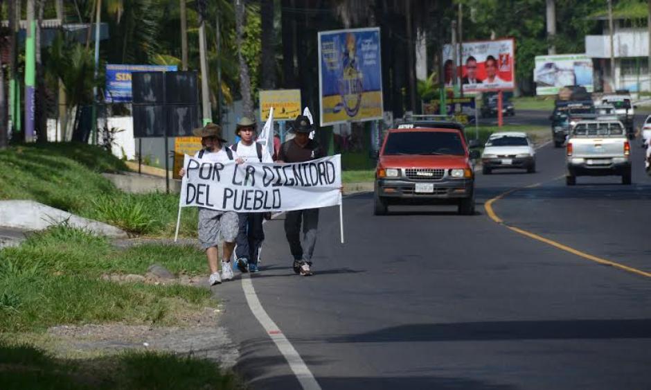 Los tres hombres salieron el pasado martes de Retalhuleu con un movimiento denominado "Por la Dignidad del pueblo". (Foto: Cortes&iacute;a Nuestro Diario)&nbsp;