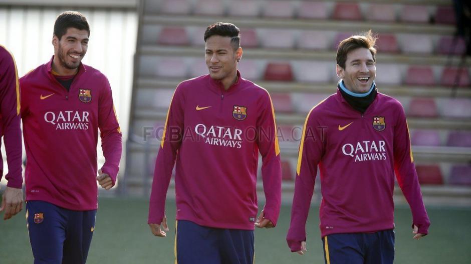 Luis Su&aacute;rez, Neymar y Lio Messi, listos para un nuevo fin de semana de f&uacute;tbol. (Foto: FC Barcelona)