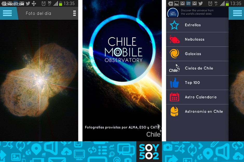 La App &ldquo;Chile Mobile Observatory&rdquo; puede ser descargada gratuitamente e instalada en cualquier dispositivo Android.&nbsp;