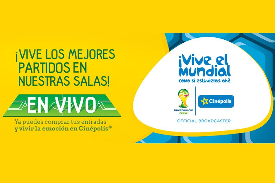 La se&ntilde;al de la Copa del Mundo ser&aacute; llevada v&iacute;a sat&eacute;lite a Cin&eacute;polis Miraflores y Cin&eacute;polis Oakland con sistemas de proyecci&oacute;n y sonido espectaculares.&nbsp;M&aacute;s de 25 partidos podr&aacute;n disfrutarse en pantalla grande y gozar de este evento.