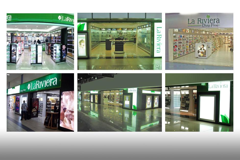 Las tiendas de La Riviera operan como puertos libres de impuestos en aeropuertos de México y Centroamérica, sin embargo, en Guatemala tal figura no existe y han funcionado sin el aval del Congreso. (Collage: Soy502/Fotos: La Riviera)