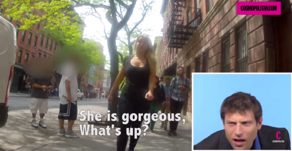 Las chicas salieron a la calle y con una c&aacute;mara escondida registraron los improperios que les dicen los hombres. Los novios quedaron sorprendidos. (Captura YouTube)