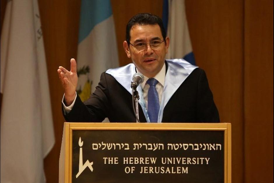 El último viaje de Jimmy Morales y su equipo atendió a una invitación del Gobierno de Israel. (Foto: AFP)