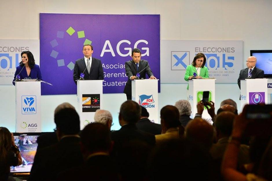 Cinco candidatos a la Presidencia participaron en el debate organizado por la Asociaci&oacute;n de Gerentes de Guatemala. (Foto Wilder L&oacute;pez/Soy502)
