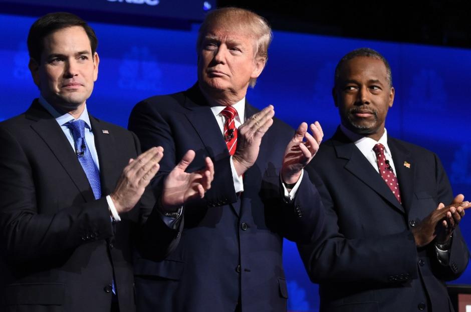 Trump se mostr&oacute; agresivo por ir perdiendo en las encuestas, mientras que Jeb Bush brill&oacute; por su ausencia y Carson fortaleci&oacute; su posici&oacute;n. &nbsp;(Foto: AFP)&nbsp;