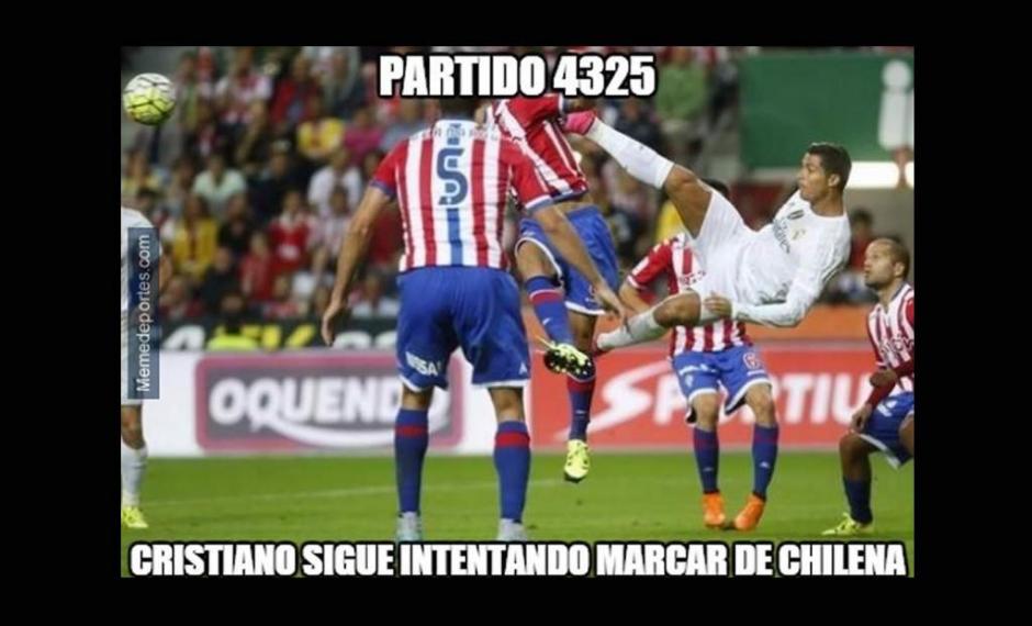 Cristiano Ronaldo sigue sin poder marcar de chilena. (Imagen: laprensa.hn)