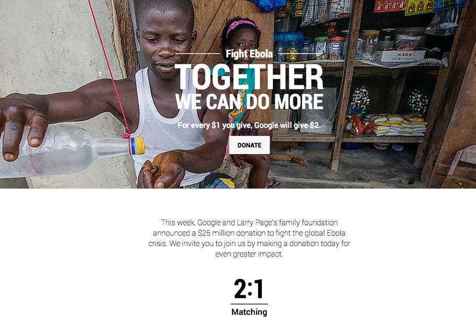 Google lanza una campa&ntilde;a para recaudar donaciones que apoyen la lucha contra la epidemia de &eacute;bola.