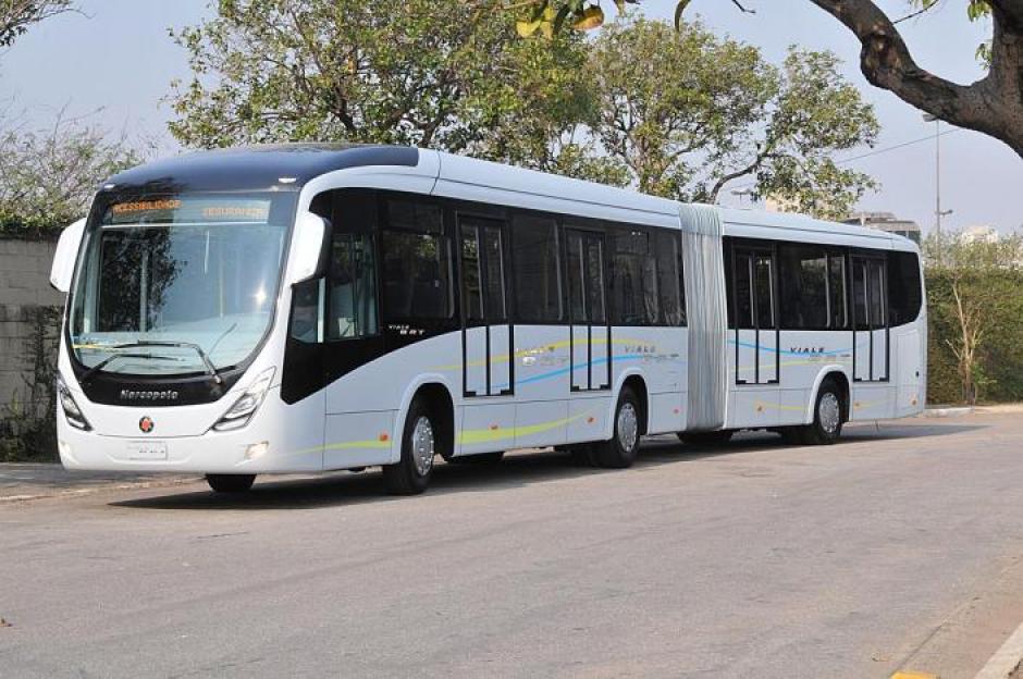 Los buses articulados llegarán a finales de año a Guatemala y empezarán a funcionar a partir de diciembre. (Foto: Marcopolo)