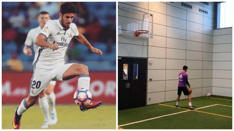 Marco Asensio tambi&eacute;n se las puede con el baloncesto. (Fotos: Instagram)