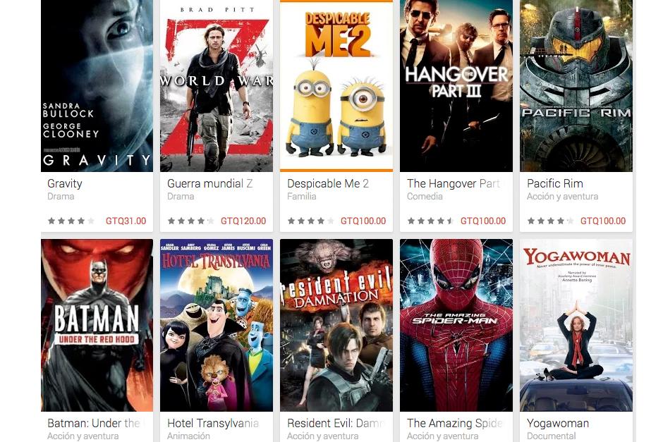 Los mejores estrenos los puedes comprar o alquilar desde Guatemala en Google Play.