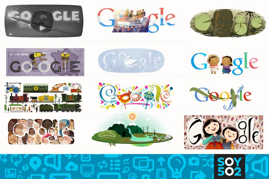 Algunos de los doodles con los que Google conmemor&oacute; algunas fechas en este 2013.