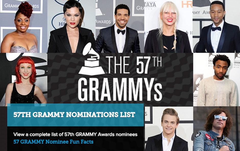 Las estrellas de la m&uacute;sica estadounidense brillar&aacute;n en la 57 entrega de los Grammy Awards. (Foto: Grammy oficial)&nbsp;