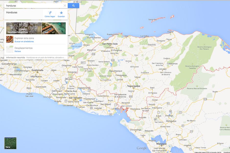 Honduras vista desde Google Maps.