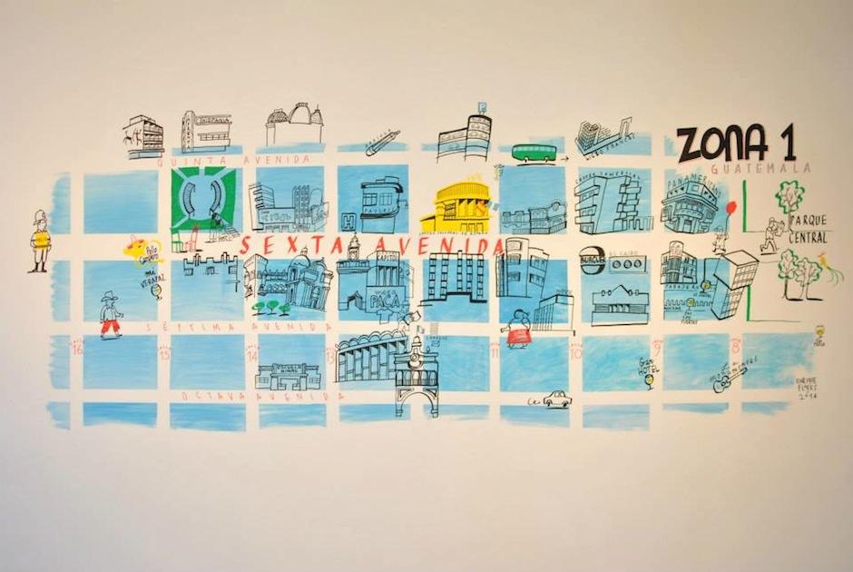 Ilustraci&oacute;n de la zona 1 en la exhibici&oacute;n "Dibuja Madrid, Dibuja Guatemala". (Foto: Museo ABC de dibujo e ilustraci&oacute;n).&nbsp;&nbsp;