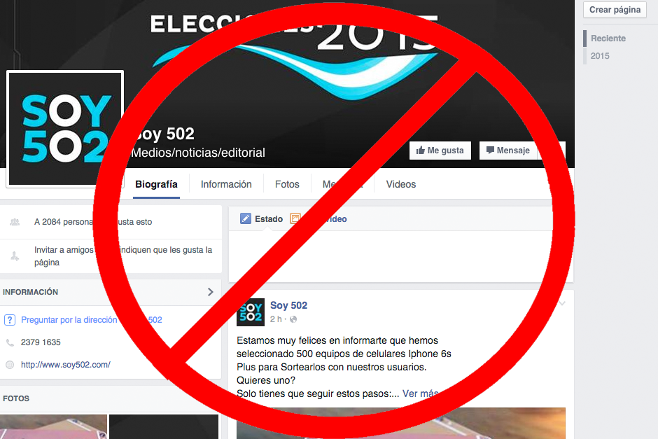 Una fanpage de Facebook ha plagiado los logos de Soy502, lo cual es ilegal, puesto que se trata de una marca registrada. (Foto: Facebook)