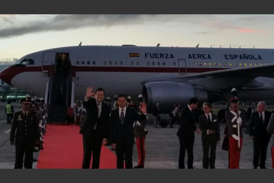 El presidente de Espa&ntilde;a, Mariano Rajoy, lleg&oacute; a Guatemala alrededor de las 6 de la tarde. (Foto: SCSPR)